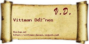 Vittman Dénes névjegykártya